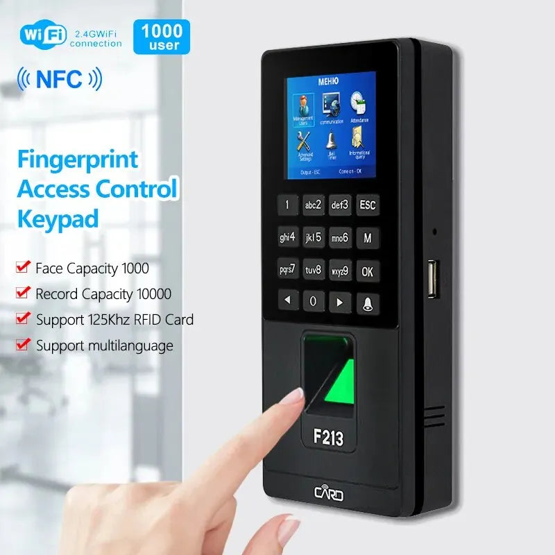 Biometric Fingerprint Facial Access Control Device 2.8inch High-definition Color Screen RFID Password Access Control TCP/IP USB
