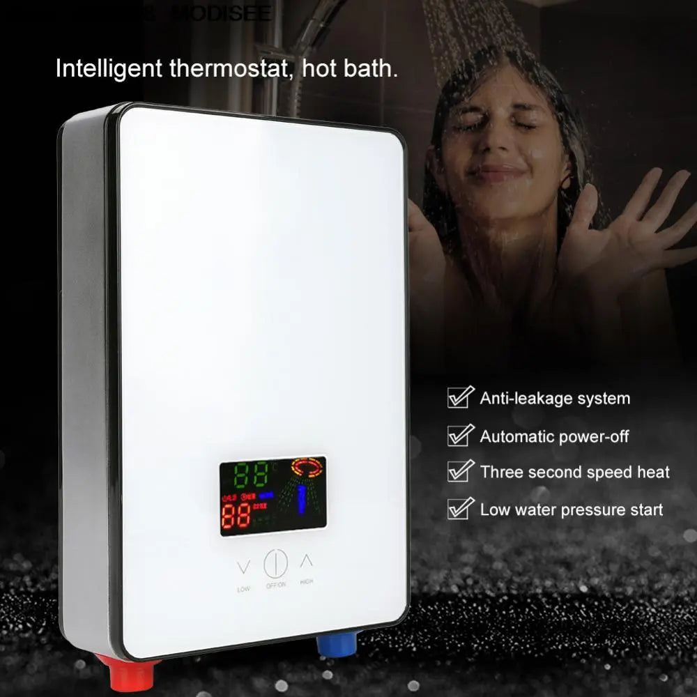 Hot Water Heater Electric 6500W 220V Tankless Instant Boiler Bathroom Tankless Shower Set Thermostat Safe Intelligent Automatica