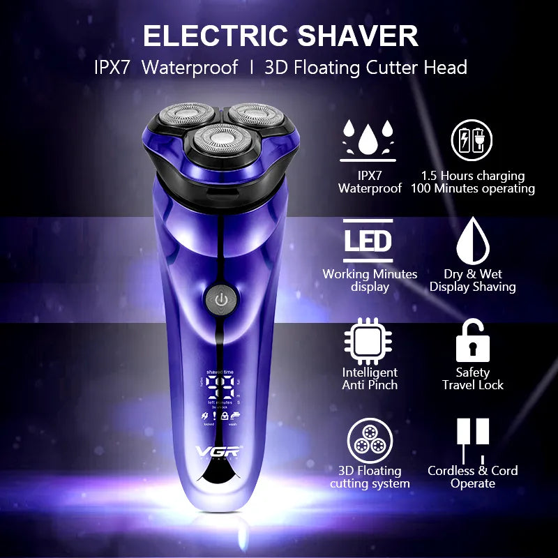 Men's Shaver Beard Trimmer With LED Display Electric shaver Men Clipper Electric Razor Portable Shaving Machine Facial Razor