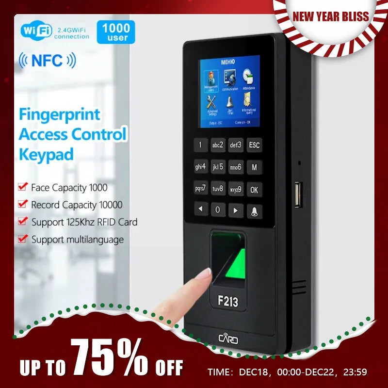Biometric Fingerprint Facial Access Control Device 2.8inch High-definition Color Screen RFID Password Access Control TCP/IP USB