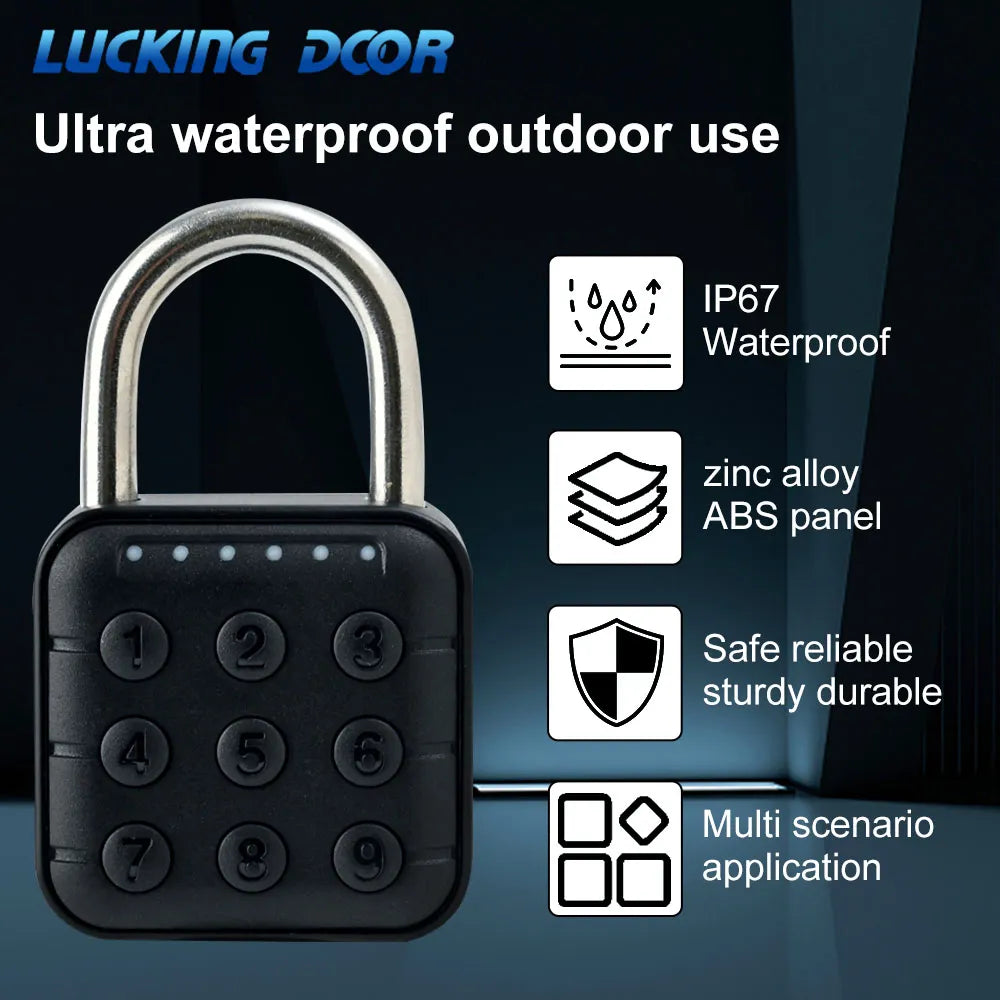 Smart Door Pad Lock Electronic Fingerprint Padlock Keyless USB Rechargeable Quick Unlock Zinc alloy Metal Self Developing Chip