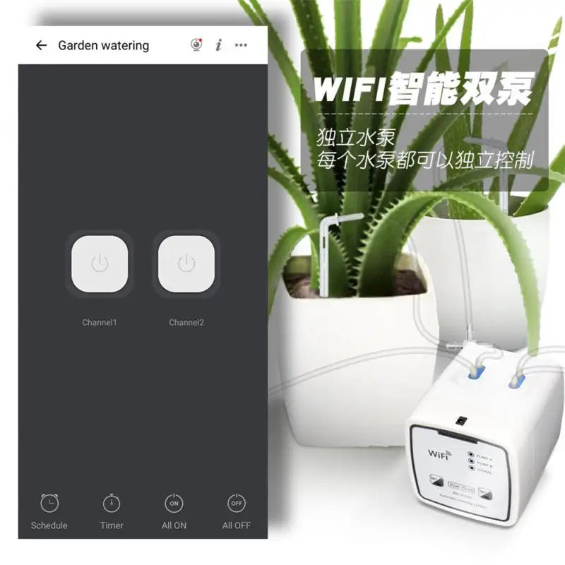 WIFI Tuya Smart Watering Device Double Pump Timer Automatic Drip Irrigation System APP Remote Control For Garden Plant Flower