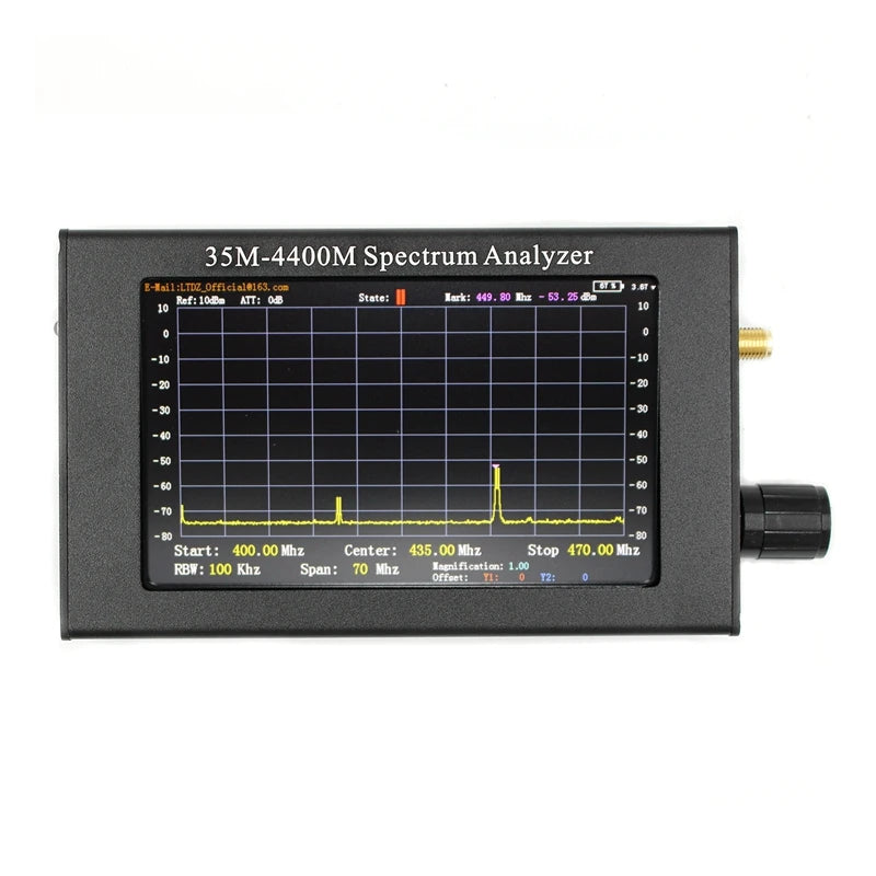 35M-4400Mhz Spectrum Analyzer 4.3Inch LCD Screen Professional Handheld Spectrum Analyzer Measurement Interphone Signal Durable
