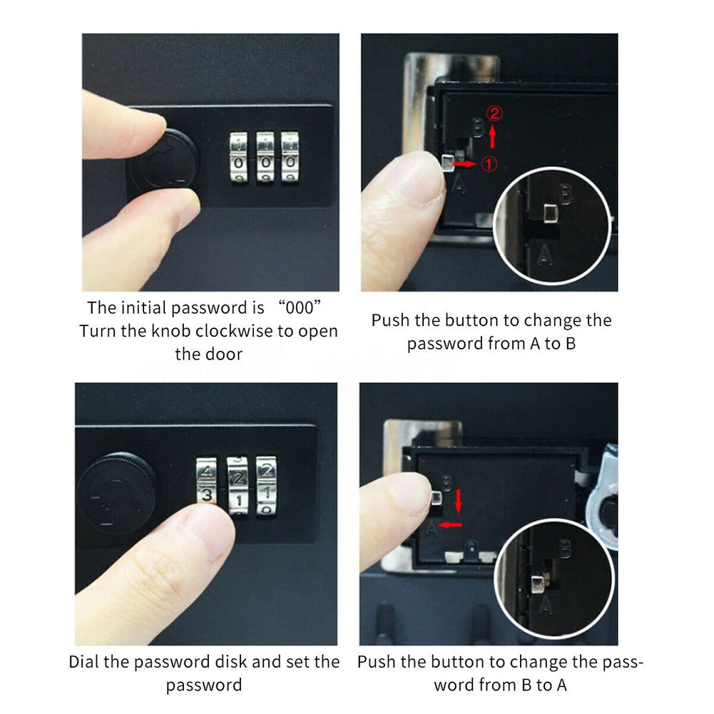 Password Indoor Outdoor Metal Wall Mounted Combination Lock Lockable Home Security Resettable Code Storage Cabinet Key Safe Box