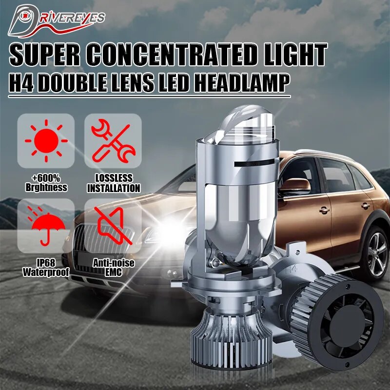 560W H4 Bi LED Projector Lens 220000LM Plug&Play Mini Car Bulb Canbus Auto Headlight Turbo Lamps Dual High Low Beam 12V 24V 32V