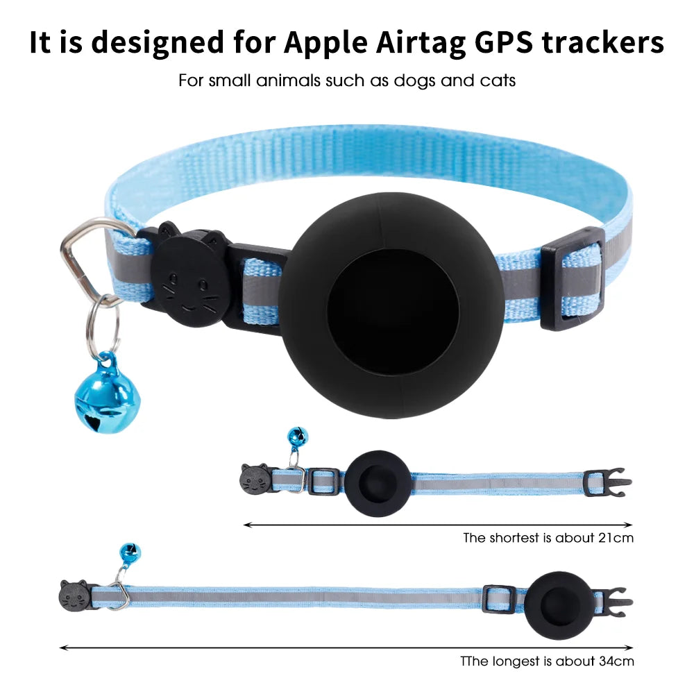 Anti-Lost Pet Cat Collar for Apple Airtag Protective GPS Tracker Anti Lost Positioning Collar WaterProof Reflective Pet Collars