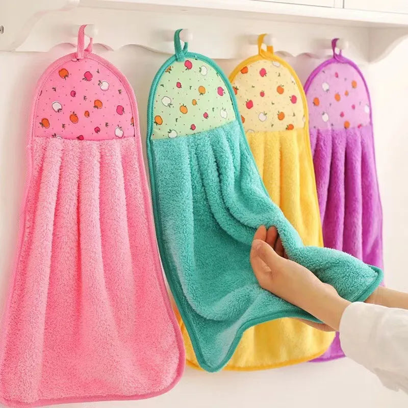 1PC Soft Thicken Microfiber Towel Children Face Towel Bathroom Hanging Towel Kitchen Absorbent Hand Towel