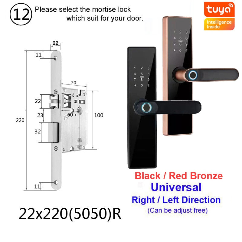 NEW RAYKUBE H4 Tuya Electronic Lock Wifi Smart Door Lock Fingerprint Lock Password IC Card Key USB Charge For Smart Home