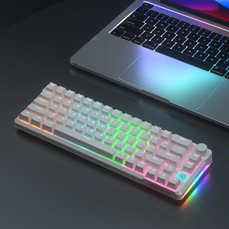 RGB Mechanical Keyboard 61/68 Key Portable Green/red/tea Switch Hot Swappable Wired Computer Laptop Office Game Esports