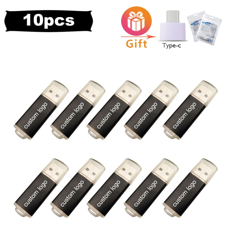 10pcs/lot Logo Free Usb Pendrive Metal 32gb 16gb 8gb 4gb Usb Pendrive Colorful Clip Sticks Photography Bulk Gift Custom Logo