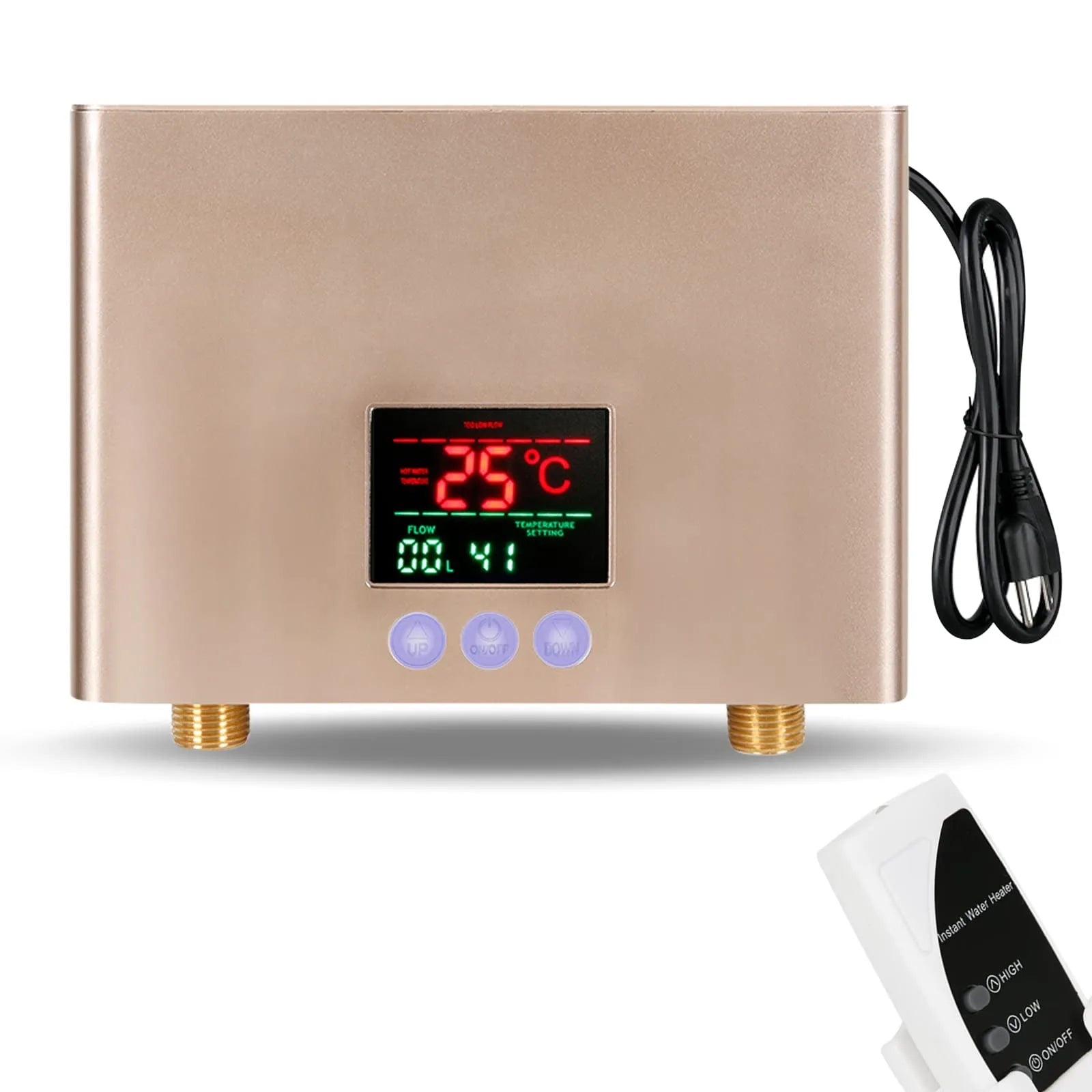 Tankless Water Heater, 3000W Mini Electric Instant Hot Water Heater LED Display,  on Demand Water Heater with Remote Control