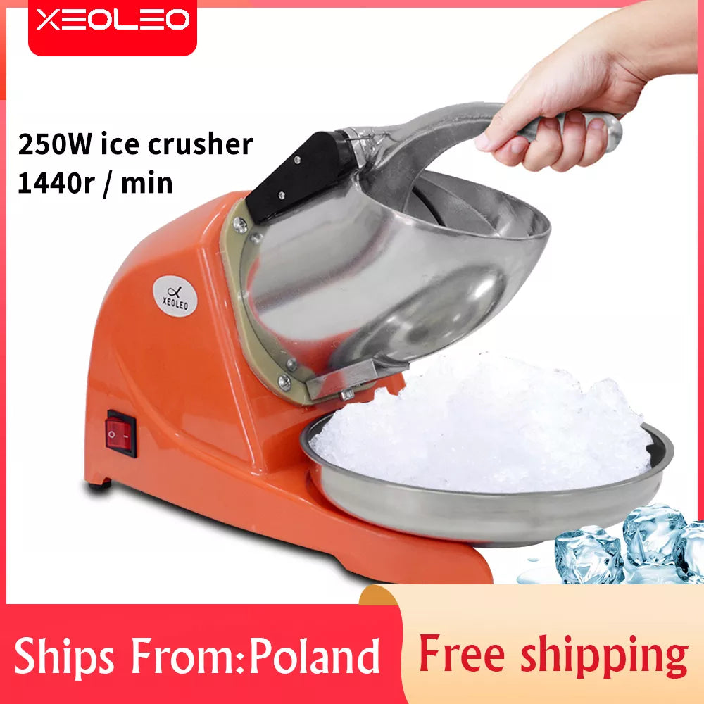 XEOLEO Ice Crusher Multifunctional Electric Automatic Ice Crusher Snow Cone Maker Shaved Ice Machine Double Blade 110/220V