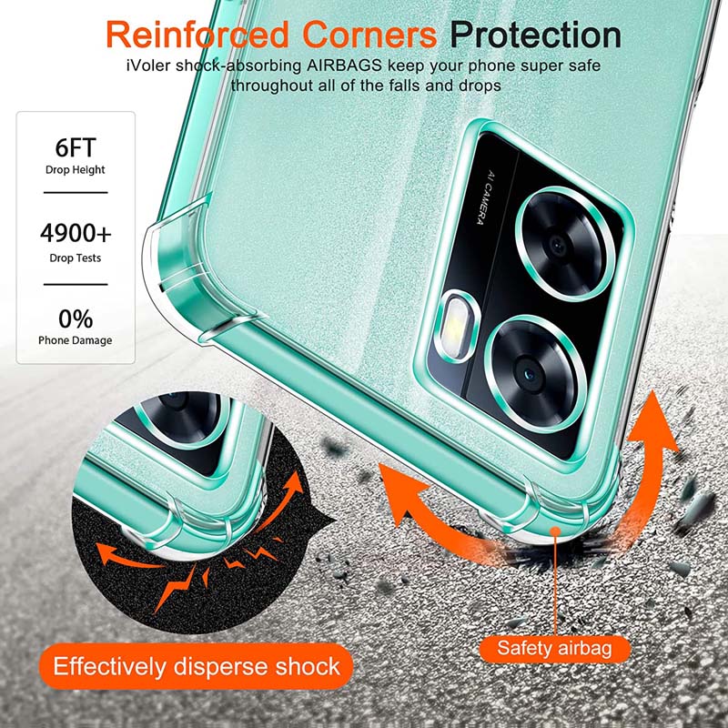 Clear Case For Oppo A57 4G A77 5G A77s A57s A57e Thick Shockproof Soft Silicone Phone Cover for Oppo A94 5G A76 A96 A78 5G A17