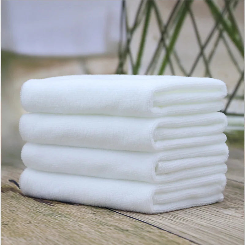 10pc White Soft Microfiber Fabric Face Towel Hotel Bath Towel Wash Cloths Hand Towels Portable Multifunctional Cleaning Towel