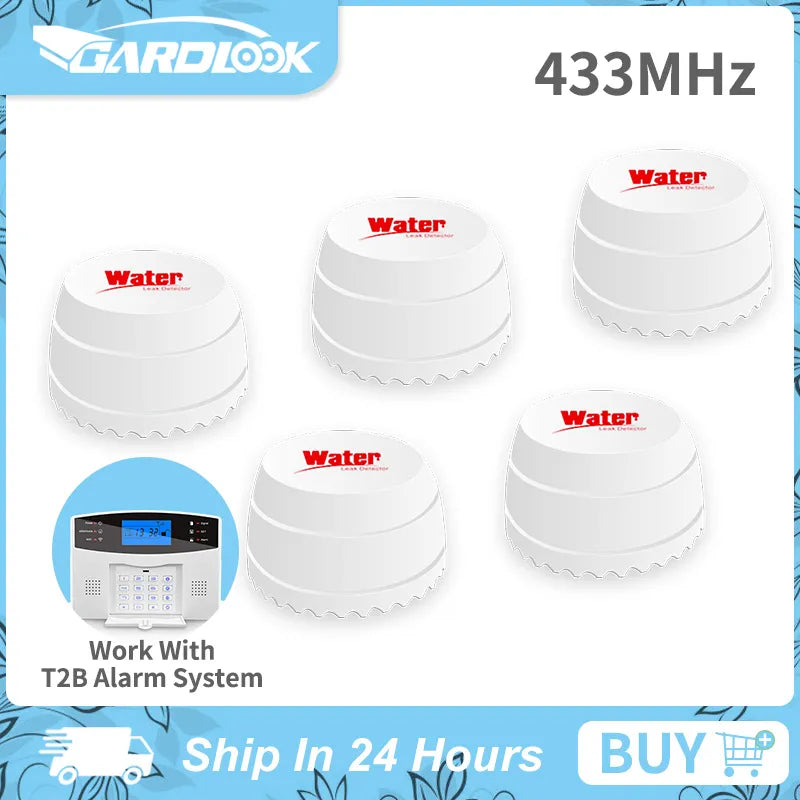Wireless Water Leakage Detector 433MHz Home Security Alarm Security Protection Sensor 5 Pcs Work With WiFi/GSM Alarm Panel