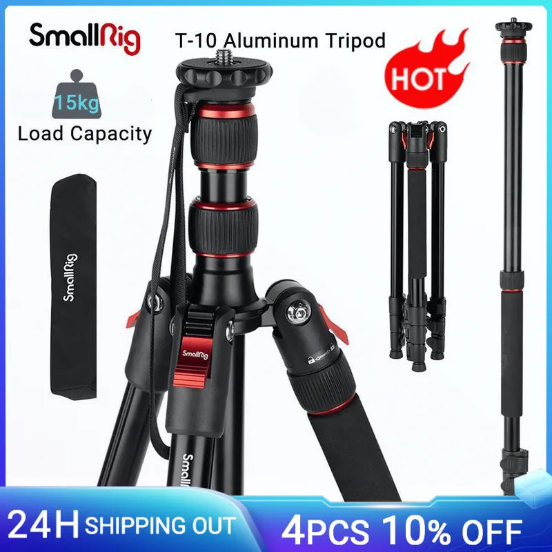 SmallRig 68" Camera Tripod Foldable Aluminum Tripod Monopod Compatible with 1/4"-20 and 3/8"-16 Video Head for Sony Camera 3983