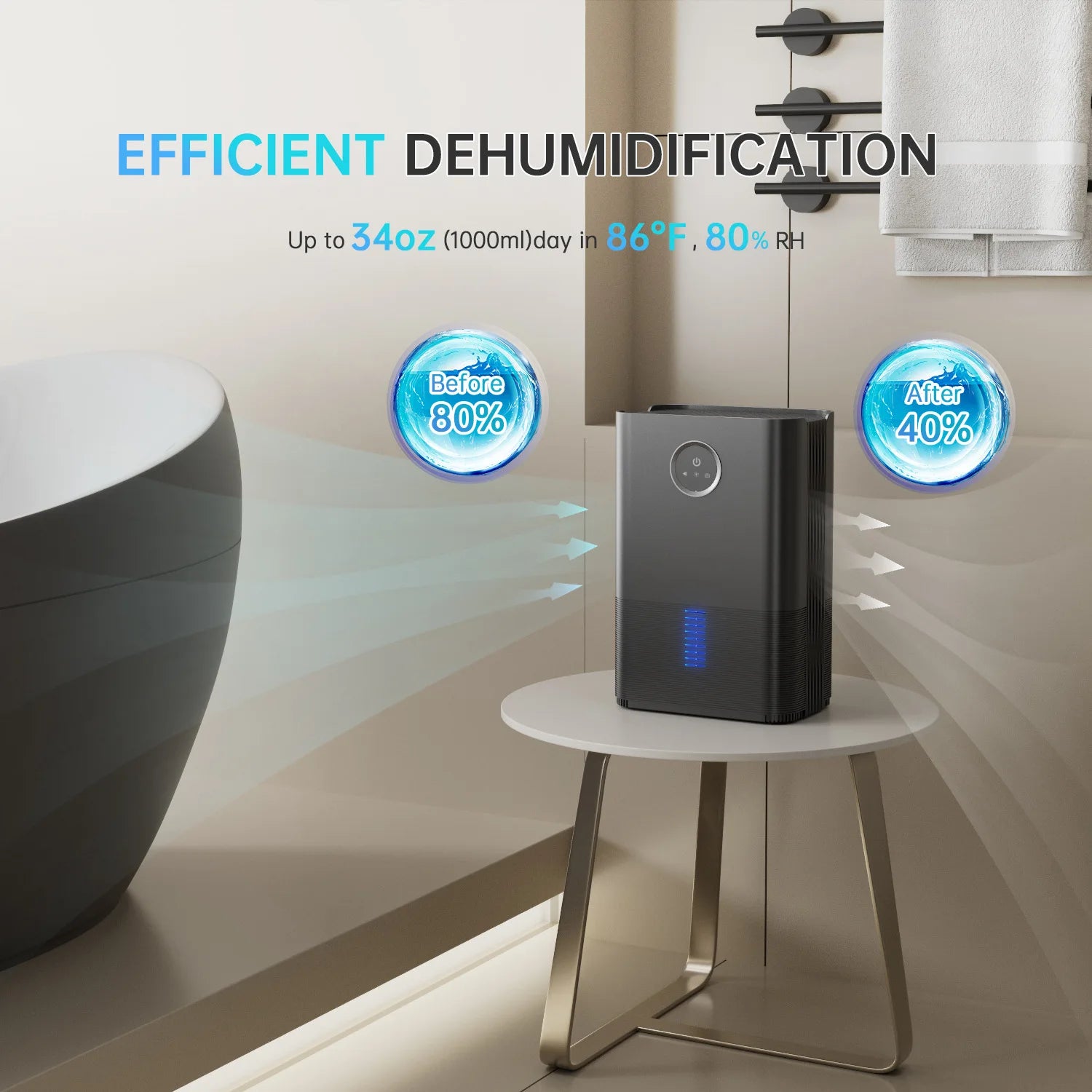 Electric Air Dehumidifier Bedroom for Home Mini Moisture Absorption Dryer Big Screen LCD External Water Pipes