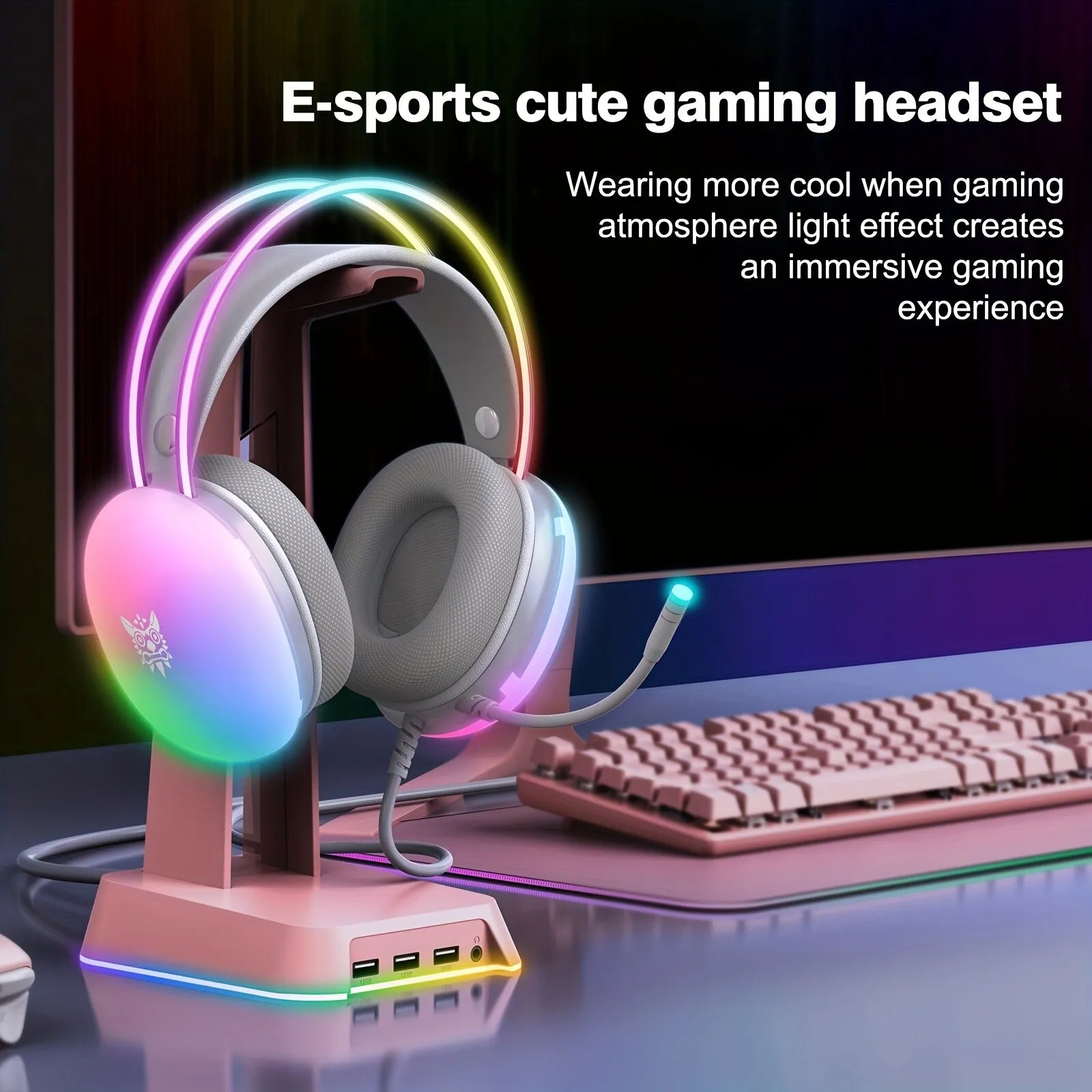 ONIKUMA 2023 New Headset Full RGB PC Gaming Headphones with RGB Lights FOR GAMMER KOL