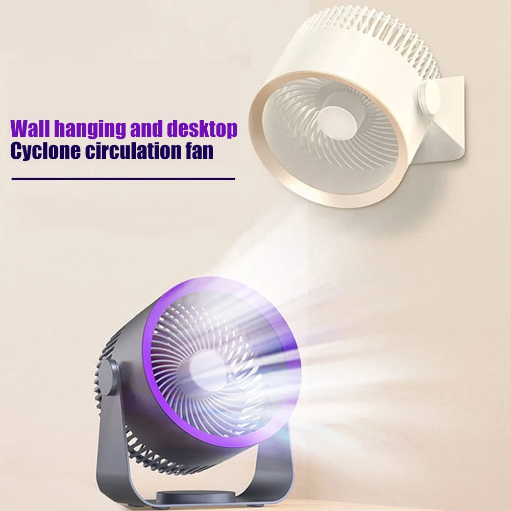 Wall Mounted/Table Air Circulation Electric Fan USB Rechargeable 4000mAh Summer Cooling Fan Low Noise 3 Speed Camping Supplies