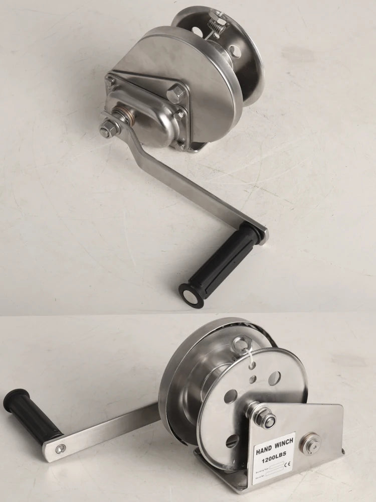 STAINLESS 304 Material 800-2600LBS Boat Truck Self Locking Wire Rope Cable Ratcheting Manual Hand Winch