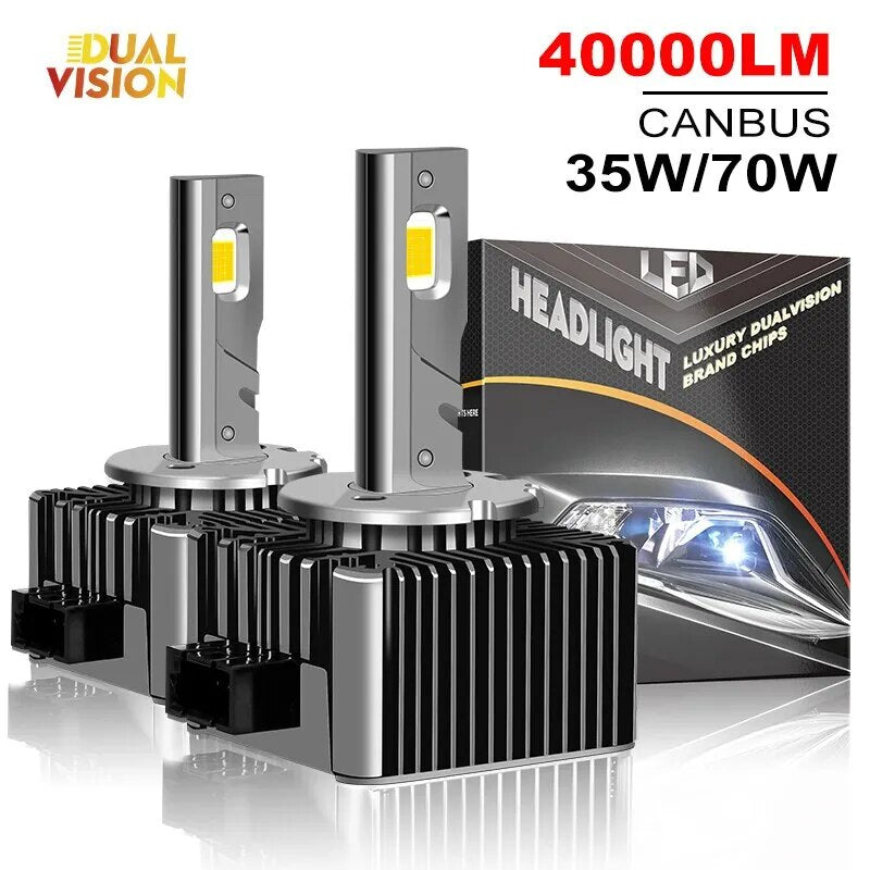 Bualvision D1S LED Headlights HID D3S D2S D1R D2R D3R Turbo LED 40000LM CSP Chip 6000K White 70W Plug and Play