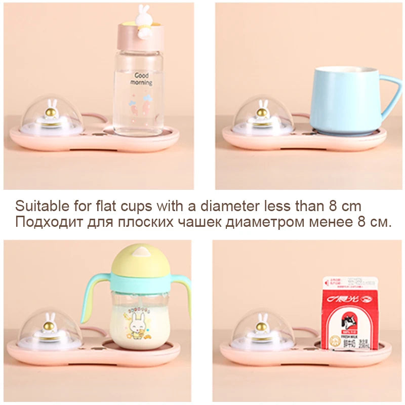 Cute Coffee Mug Warmer Electric Beverage Cup Warming Milk Tea Cocoa Water Home Office Heating Cup Mat with Timer Auto-on/off