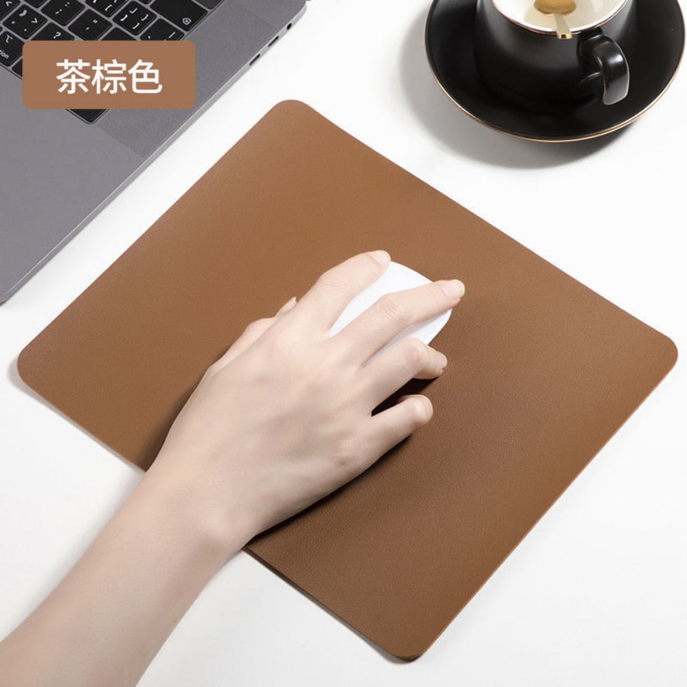 260X210mm Mouse Pad Office Universal Anti-slip Gaming Mouse Mat PU Leather Waterproof Cup Mats Coaster Laptop Desktop Mate