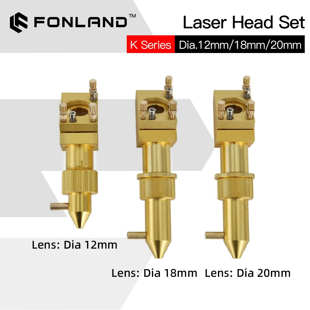 FONLAND K Series CO2 Mini Laser Head Set D12/18/20mm FL50.8mm Lens for 2030 4060 K40 Laser Engraving Cutting Machine
