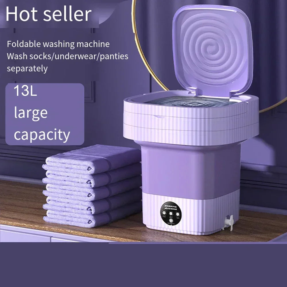 6L 13L Mini Portable Folding Washing Machine Travel Home Underwear Socks Mini Washer Big Capacity with Spin Dryer Bucket Clothes