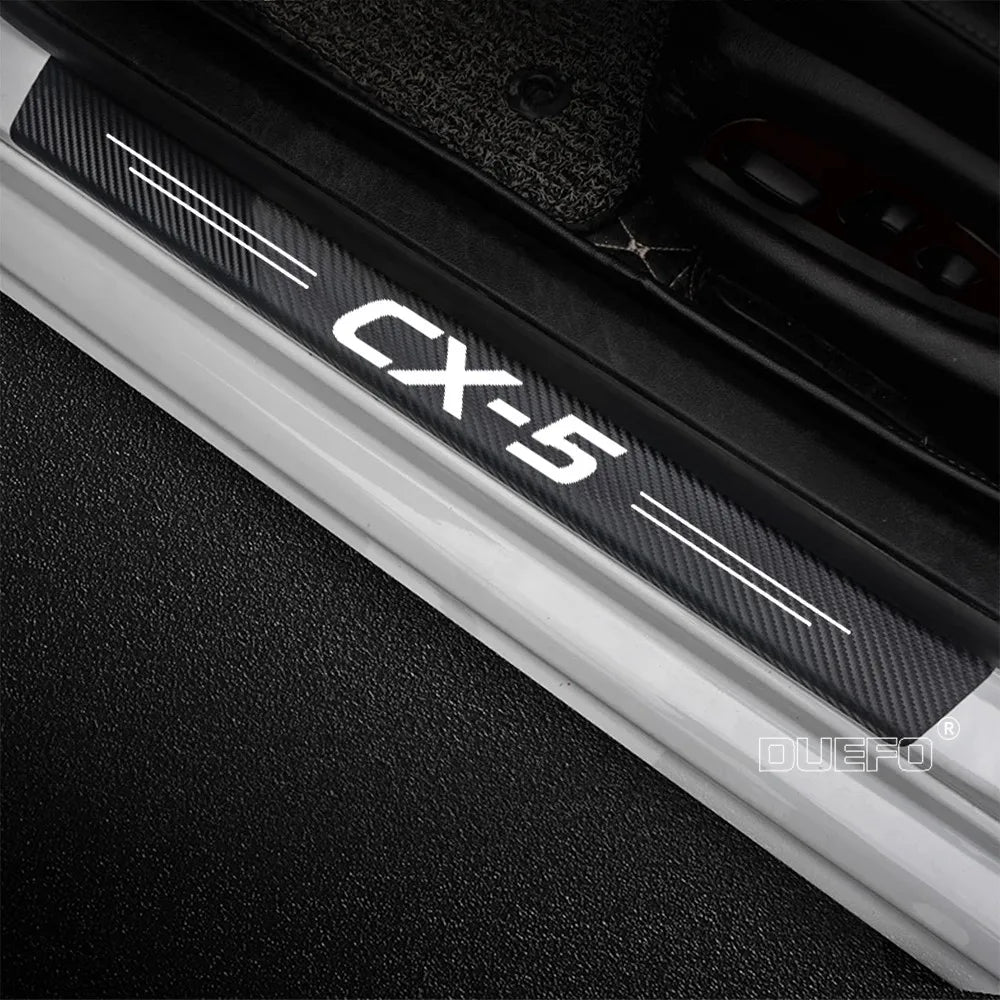 4PC Car Scuff Plate Door Threshold Sill Stickers For Mazda CX-5 CX5 KE KF 2021 2020 2019 2018 2017 2016 - 2012 Auto Logo Covers