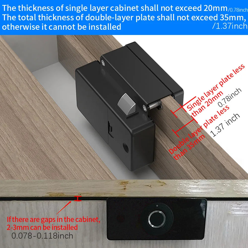 Smart Electronic Fingerprint Drawer Cabinet Lock Keyless Unlock Anti-Theft Child Safety File Locks Siamese Locker No Drilling