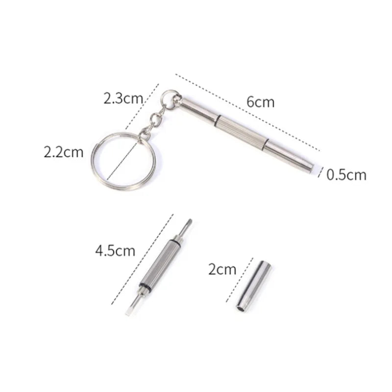 Portable 3 In 1 Screwdriver Eyeglass Sunglass Watch Repair Screwdriver Set Keychain Stainless Steel Mini Screwdriver Hand Tools