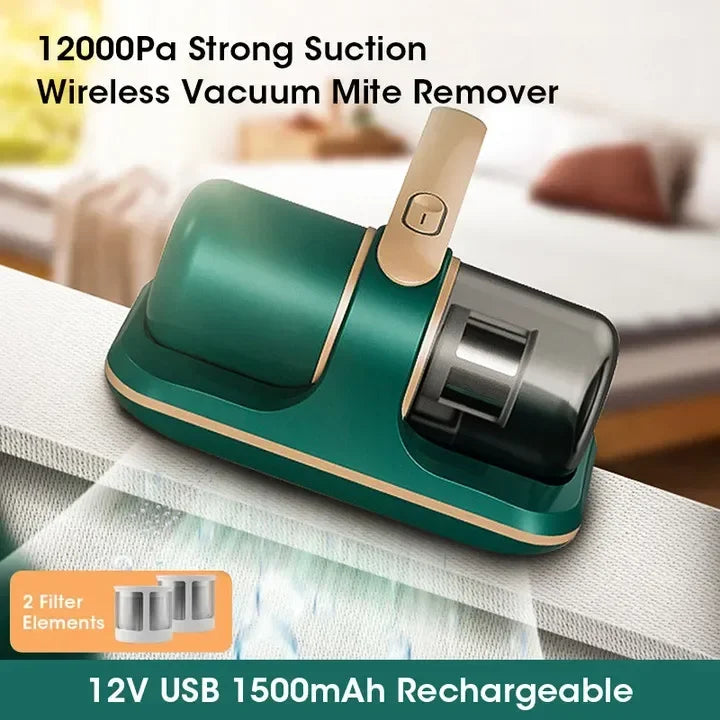 Wireless Mattress Vacuum Mite Remover Cordless Handheld Cleaner 12KPa Powerful Suction for Cleaning Bed Pillows Clothes Sofa