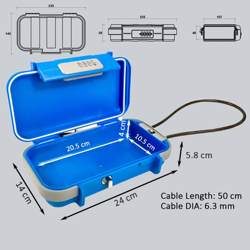 Portable Storage Box Creative Beach Safe Box 4-digit Combination Lock With Steel Wire Outdoor Camp Sports Cycling Swim Security