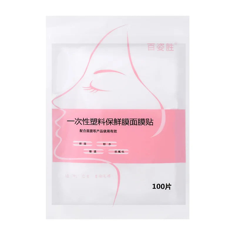 100pcs Plastic Film Facial Mask Skin Care Uncompressed Ultra Thin Beauty Salon Promote Products Absorption Diy Disposable Mask
