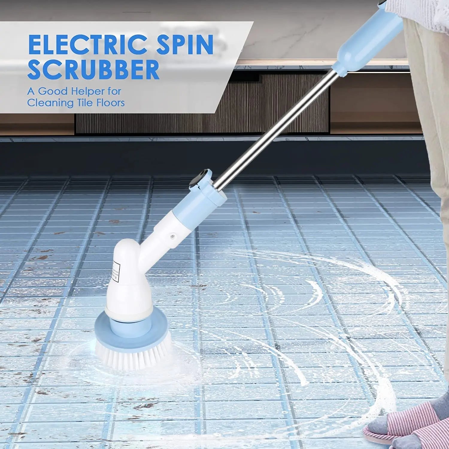Electric Spin Scrubber,Electric Cleaning Brush With Handle,Power Scrubbers For Cleaning Bathroom