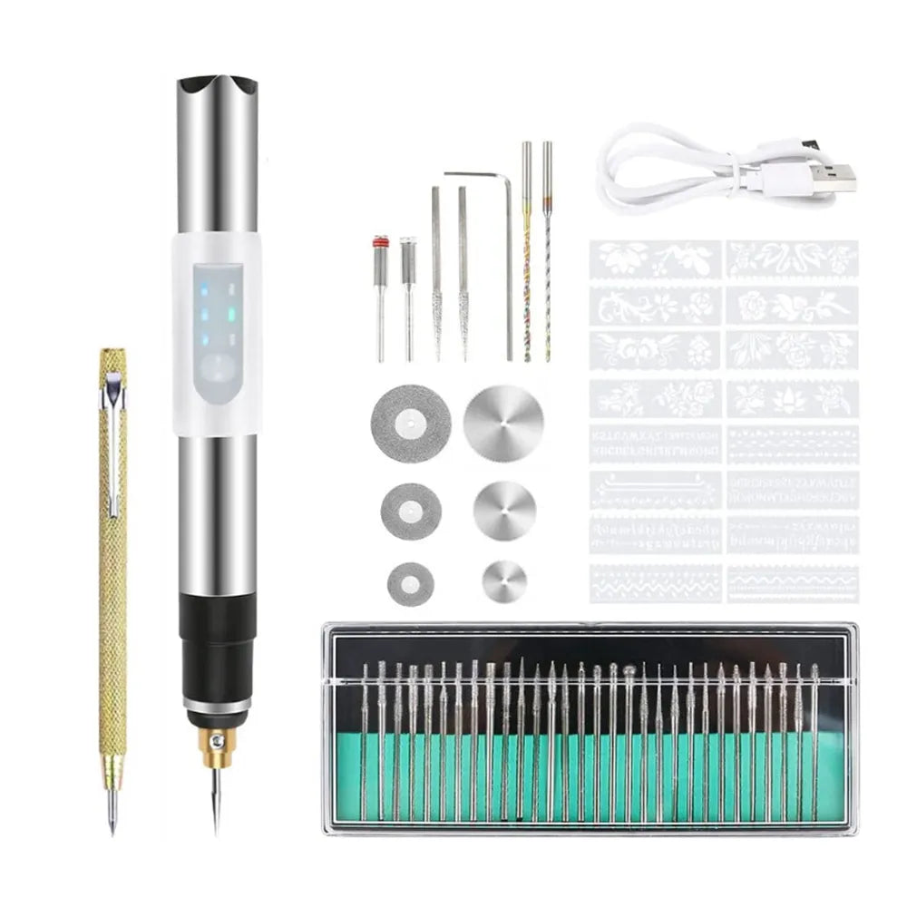 Mini Gemstone Metal Engraving Machine Laser Marker Rechargeable Egg Carving Tool Dynamic Engrave Pen Set