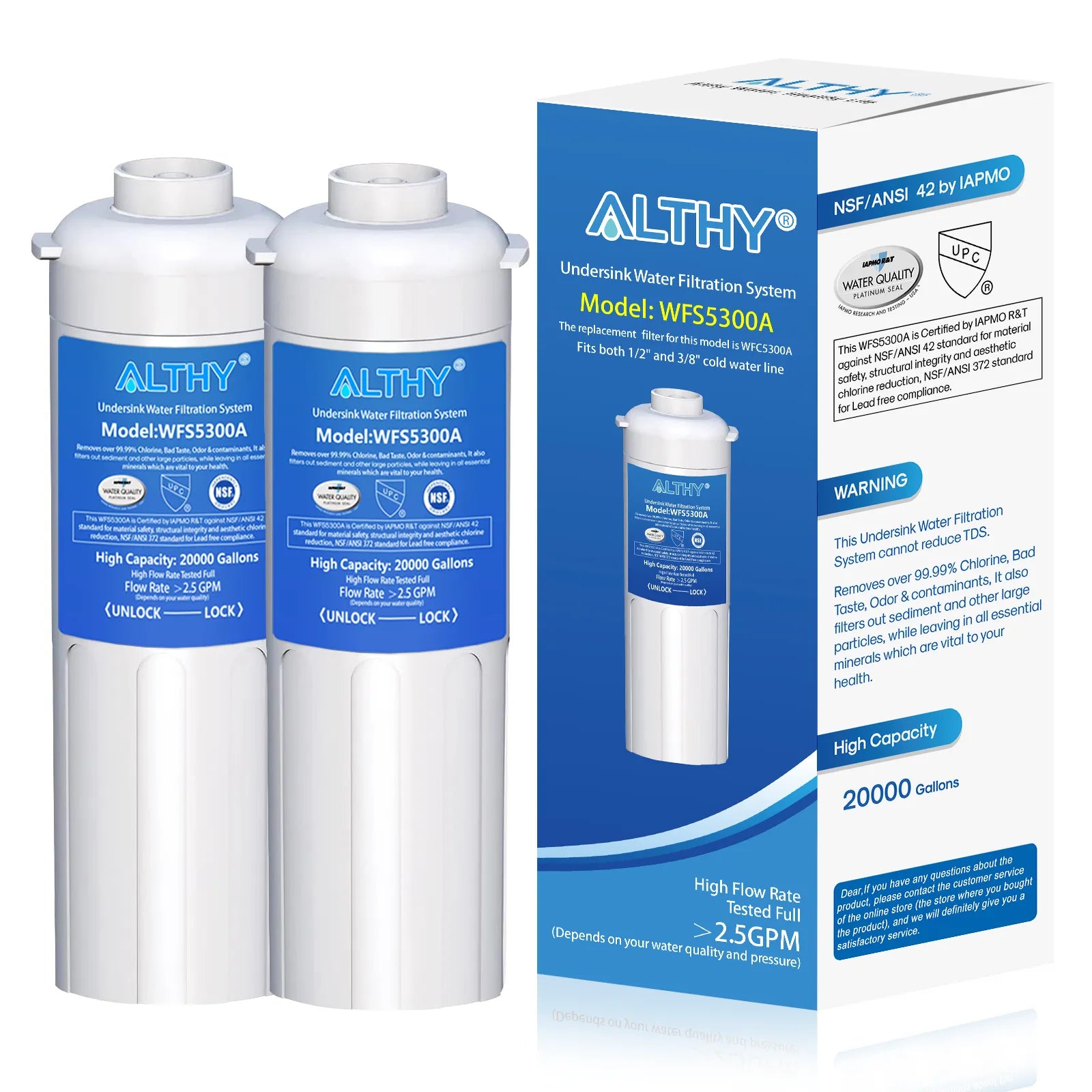 Replacement Water Filter For ALTHY WFS5300A Under Sink Drinking Direct Connect Under Counter Drink Water Filtration System