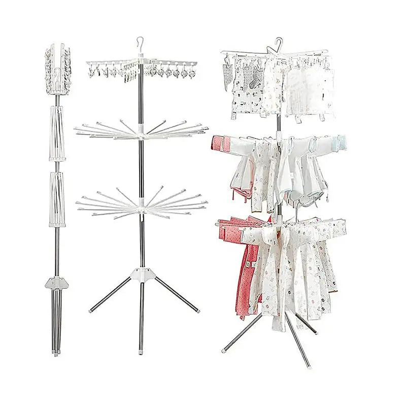 Laundry Drying Rack 360 Rotatable Tripod Airer For Clothes Indoor Outdoor Laundry Hanger For Towels Socks Underwear Shirts