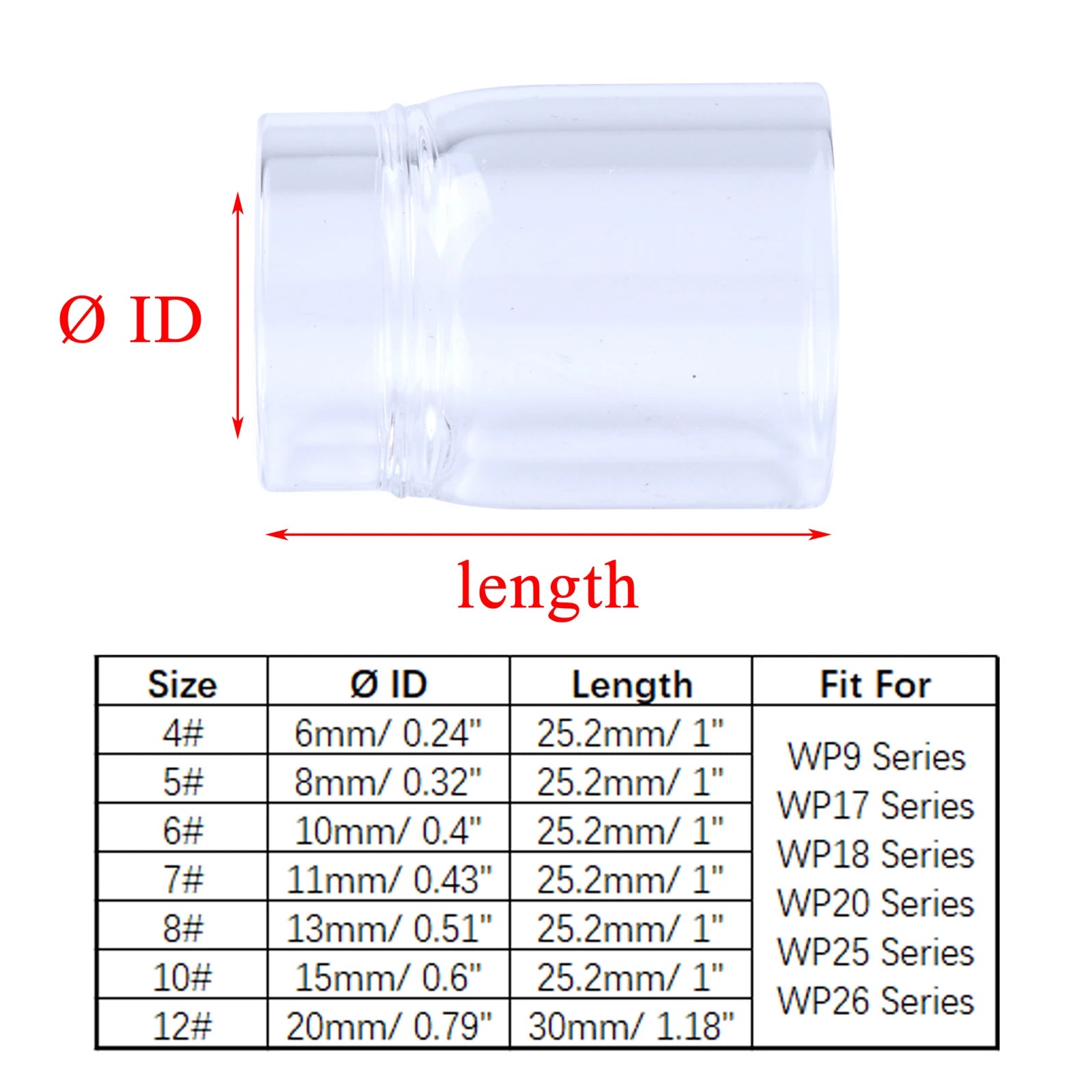 34Pcs TIG Welding Torch Accessories Stubby Gas Lens 4#~12# High Temperature Glass Cups Kit Fit WP17/18/26 Soldering Supplies