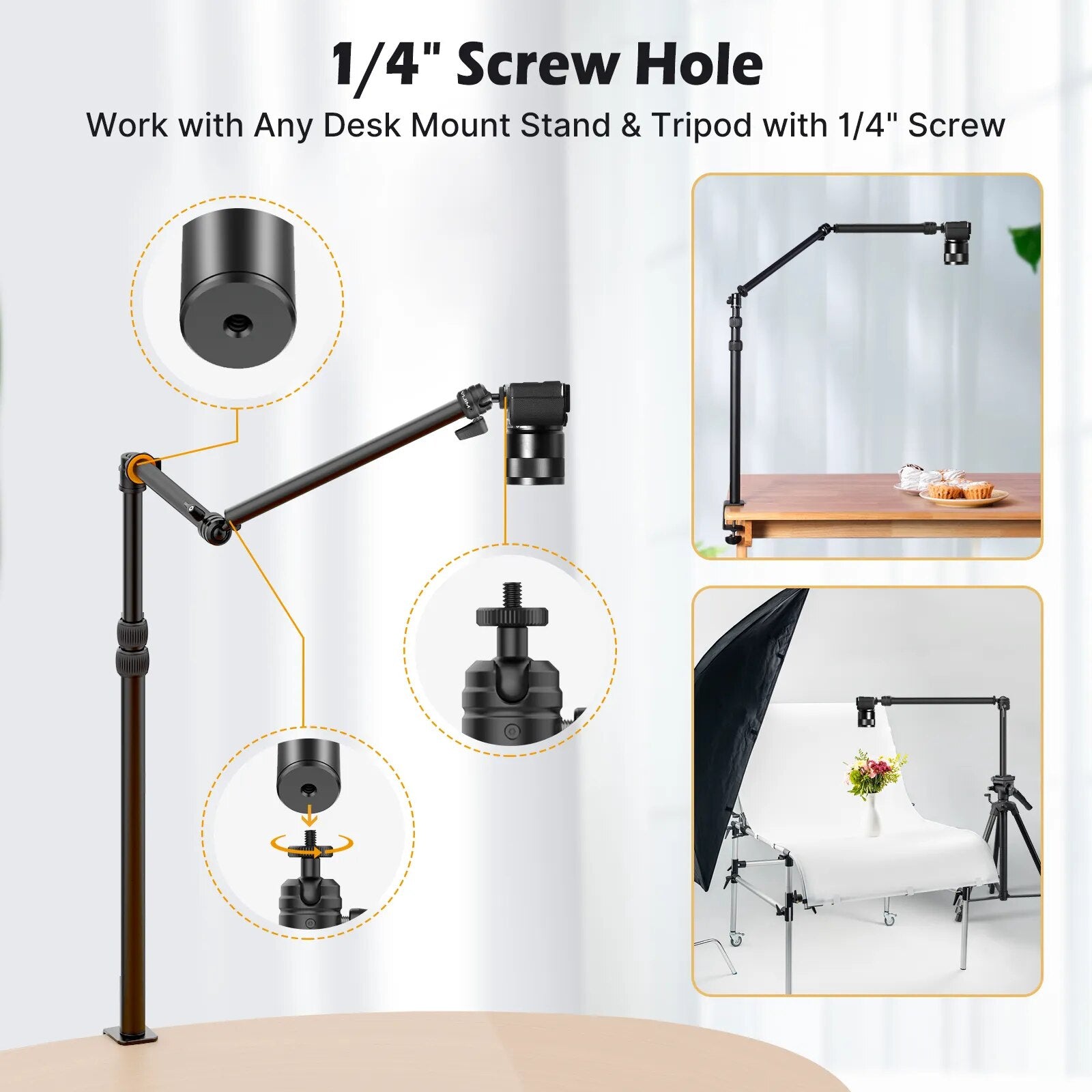 VIJIM LS06 Tripod Boom Cross Arm Camera Extension Flexible Arm Horizontal Bar for Canon Snoy Phone Photographic Desk Mount Stand