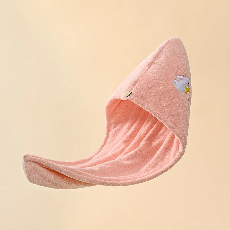 Fleece Embroidery Hair Drying Cap Towel Dry Turban Soft Quick Dry Magic Shower Cap Bath Hats For Women Girls