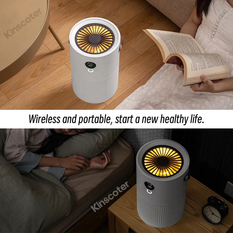 Home Really HEPA Air Purifier Monitor Air Quality Detection Wireless Rechargeable Air Cleaner For Smoke, Pollen, Dust, PM2.5