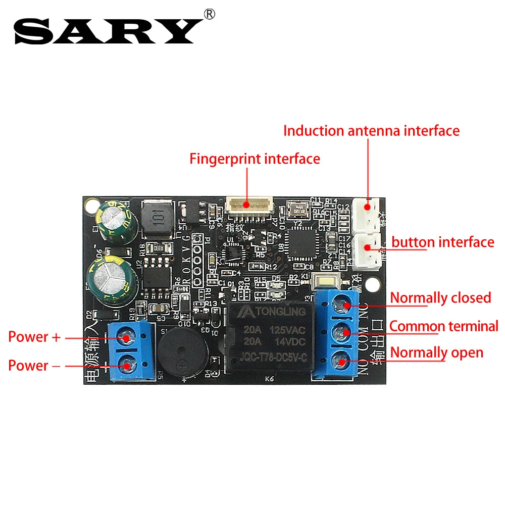 Mobile phone NFC induction control board fingerprint identification relay module IC card  13.56 mhz access controller