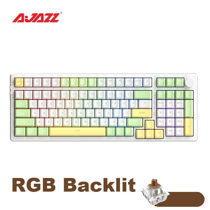 Ajazz AK992 92 Keys DIY Switch Keyboard Red Green Brown Shaft Hot-swap Mechanical Keyboard with RGB/White/No Backlit Optional