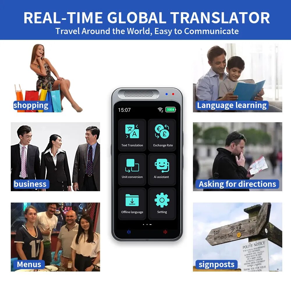 Z6 Voice Translator Device 138 National Languages Intelligent Translator Real-time Recording Text Translation Business Travel