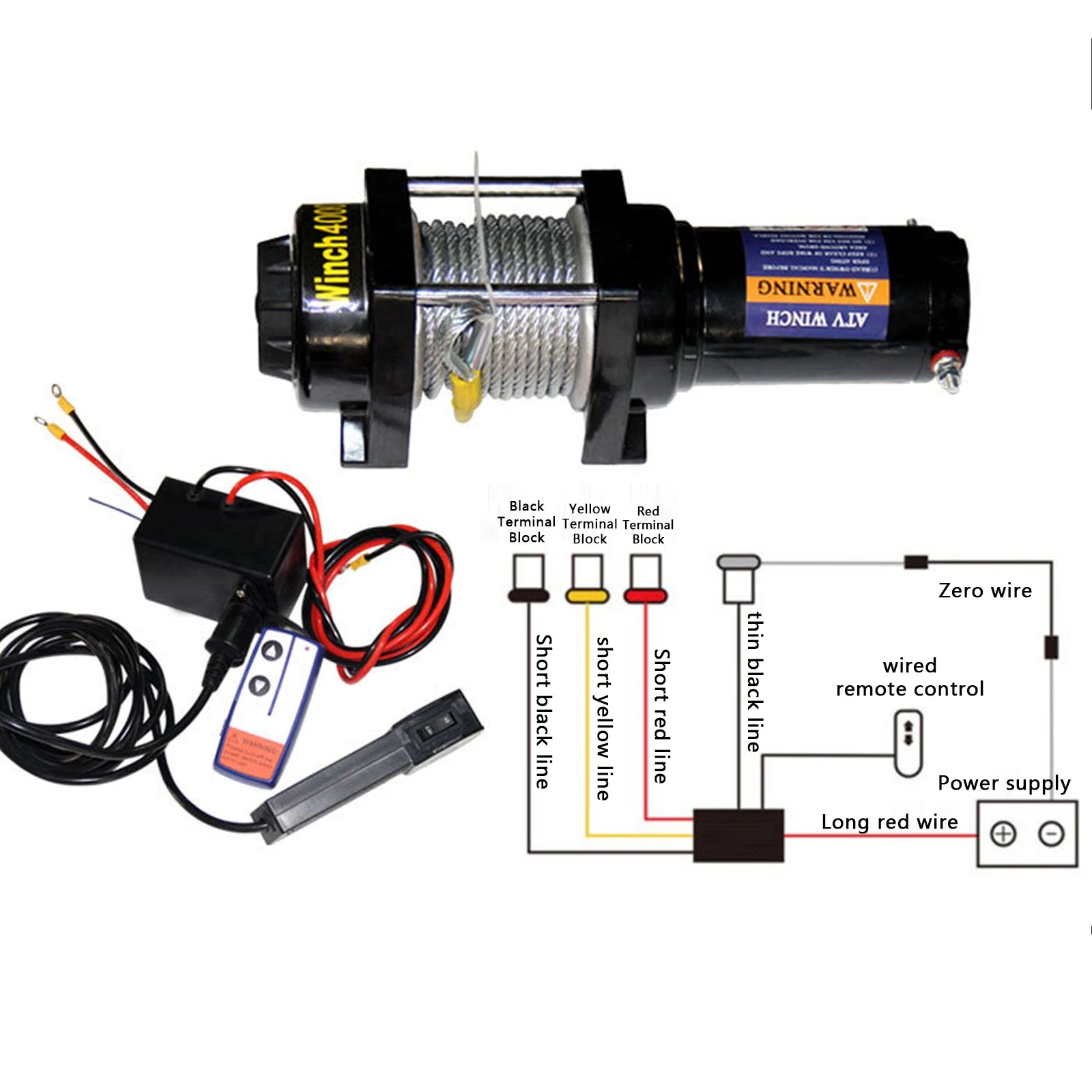 Electric Winch 2000lbs-6000lbs Support remote and hand control car winch for ATV UTV Towing Trailer Winch