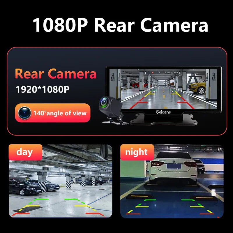 Seicane 4K 10.26" Carplay Dash Cam Rearview mirror camera Wifi  Android Auto Dual Lens Car DVR Video Recorder GPS 24H Park AUX