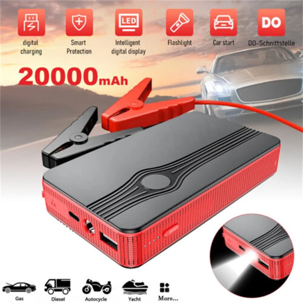 Car Jump Starter 600A Car Battery Starting Tool Car 12V Battery Boost Charger Power Bank 20000mAh Emergency Start Device