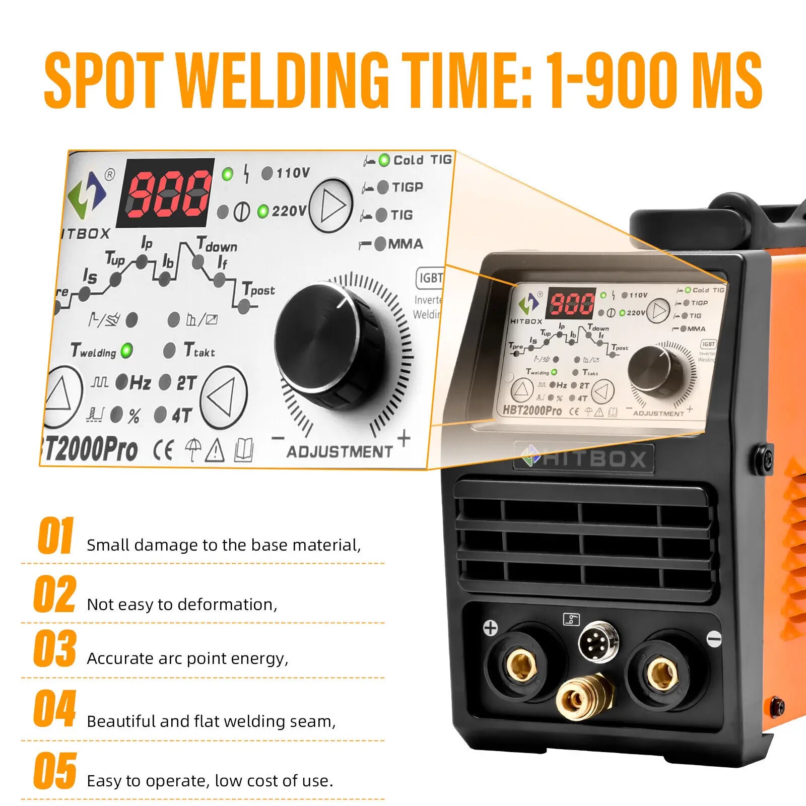 HITBOX HBT2000P TIG Welding Machine Hot/TIG/Pulse Cold Welding TIG Welder Suitable for Thin Plate MOS Tube Multifunctional